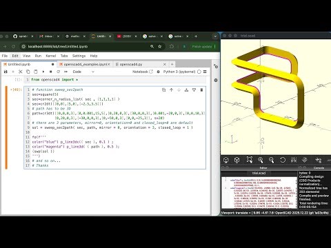 Sweep a 2D section to 3D path : openscad with python support