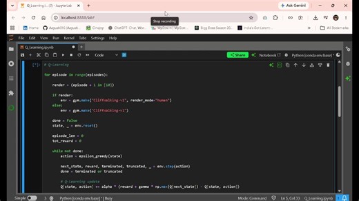 #reinforcementlearning #python #machinelearning #qlearning #ai | Aayush Pandey