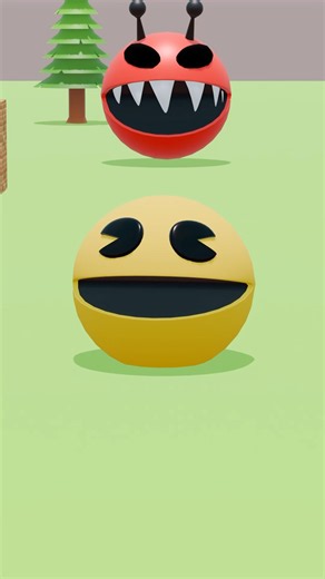 😱 Pacman Escapes from 2 Monster Pacmans! Epic Double Chase! #pacman #3danimation #fun #shorts