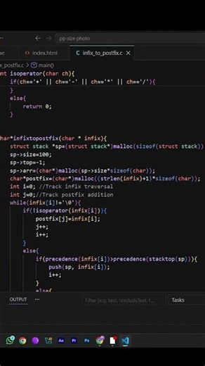 Infix to Postfix conversion in Stack using C.