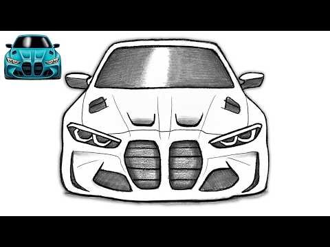 BMW M4 Drawing Easy ✍️ Step by Step Sports Car Sketch for Beginners