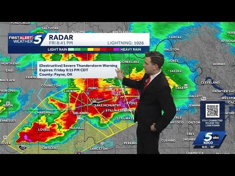 Severe thunderstorms tracking across Oklahoma Friday night