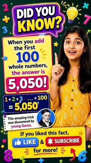 #maths graphica #did you know #whole number #add #sum young gauss #cool math#first 100