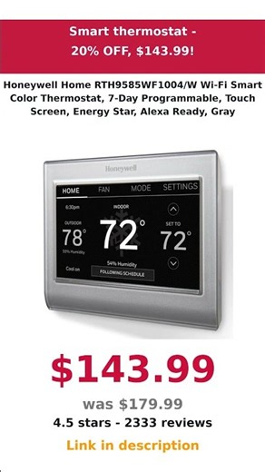 Honeywell Home RTH9585WF1004/W Wi-Fi Smart Color Thermostat,… — 20% OFF! #shorts