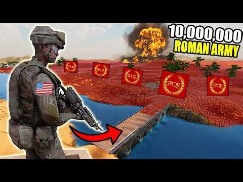 Can 1 Modern US MACHINE GUNNER Hold Bridge VS 10,000,000 ROMAN ARMY Invasion?! - UEBS 2