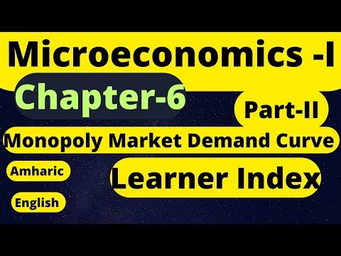 Microeconomics-I- Chapter-6 |Part-II | Monopoly-Market |Learner Index |P|AR|MR| Amharic tutorial 