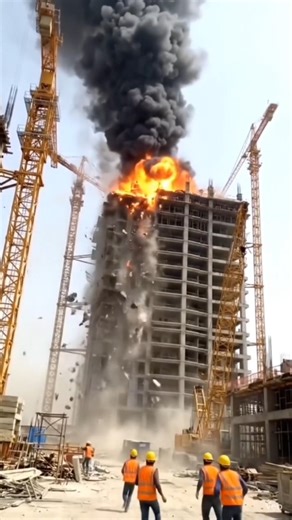 Massive Blaze Erupts at High-Rise Construction Site 😱⚠️🇺🇸 || #america #reels #shorts #viral #music