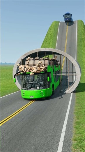Car & Long Capsule Buses vs Drain Pipe - BeamNG.Drive