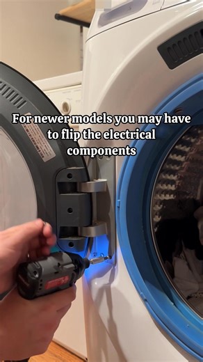 Did you know your washing machine could do this?! (HyperToughPartner) A few things you may need to do if you have a newer washing machine: the door hinge will need to be swapped on each side, rather than flipped upside down like the dryer. You may also need to swap the electrical component on each side of the opening on the washer. It’s very simple though! You just need your racheting screw driver and your drill and driver set by @hypertoughtools which you can find at your local Walmart or onlin
