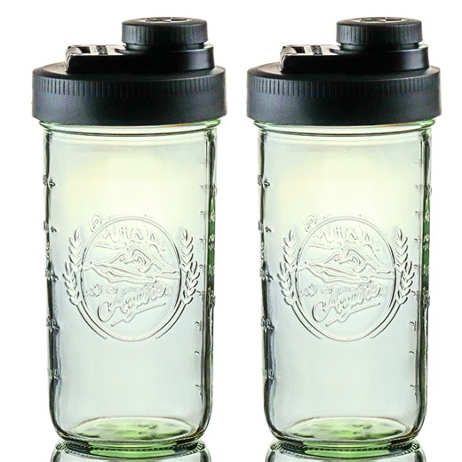 Pint & Half Jar with Black Pouring Lid – Functional & Stylish Storage With Wide Mouth Azure Standard Mason Jar 24 Ounce 2-Pack