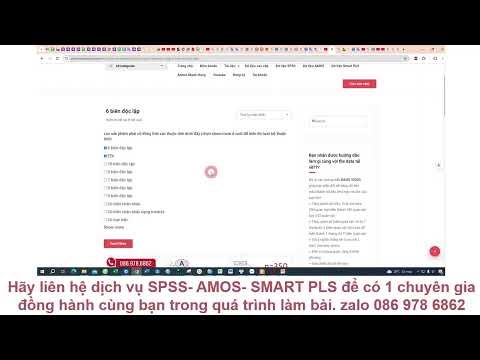 Giải đáp về SPSS, AMOS, SmartPLS tập 31. Nhắn zalo 086 978 6862 để được hỗ trợ số liệu