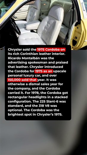 Chrysler Sold the 1975 Cordoba on Rich Corinthian Leather #shorts #car #automobile