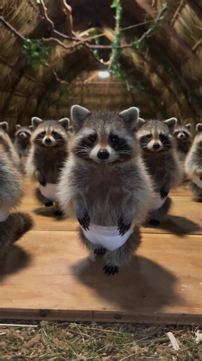 Baby raccoons dancing to Jamaican — cute raccoon dance video