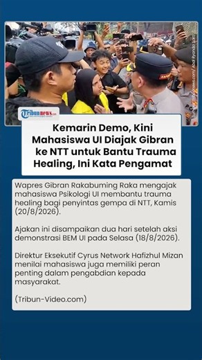 Mahasiswa UI Diajak Gibran ke NTT, Pengamat Ungkap Makna di Balik Trauma Healing