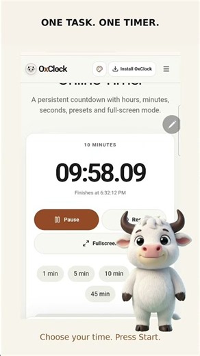 One Task. One Timer. ⏱️ Free Online Timer | OxClock #Shorts