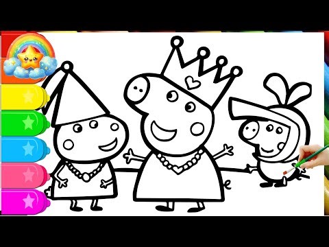 How to draw Peppa Pig and her friends Drawing and Coloring Page for kids | Peppa Pig Coloring Pages