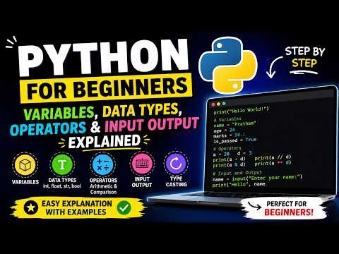 Python for Beginners | Variables, Data Types, Operators & Input Output Explained