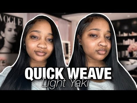 Side Part Quick Weave Tutorial (Light Yaki Short Hair) | Minimal Leave-Out, Natural Look