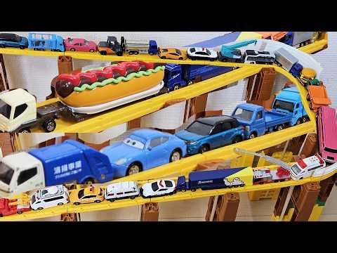 はたらくくるま☆トミカのトラック、パトカー、救急車など色々なミニカーが坂道を走る！おもちゃの坂道走行テスト♪ 人気動画まとめ そるちゃんねる
