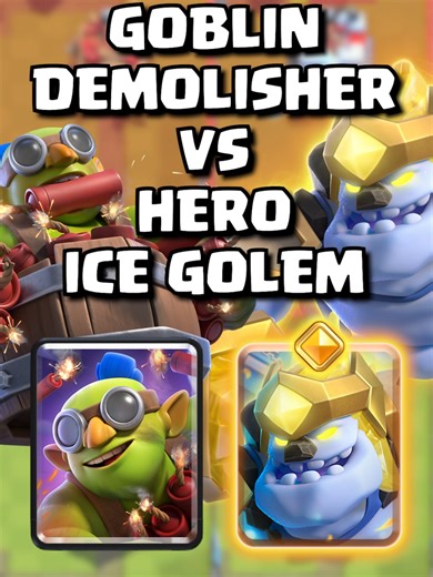 Hero Ice Golem Battles Goblin Demolisher in Clash Royale