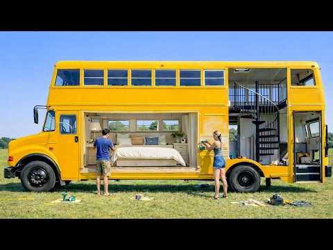 This man is transforming an old school bus into a $90,000 luxury camper in just six months!