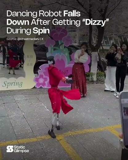 Dancing Robot Falls Down After Getting “Dizzy” From Spinning