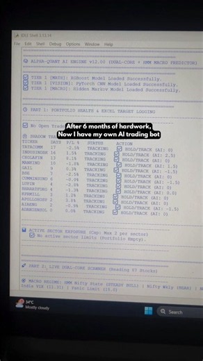 Building an AI Trading Bot in Python (PyTorch + XGBoost) 🤖📉#shorts #aitrading #algotrading #nifty50