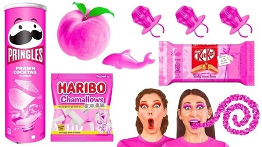 Едим Продукты Только Розового цвета 24 часа Челлендж Съедобная Битва от Fun Teen