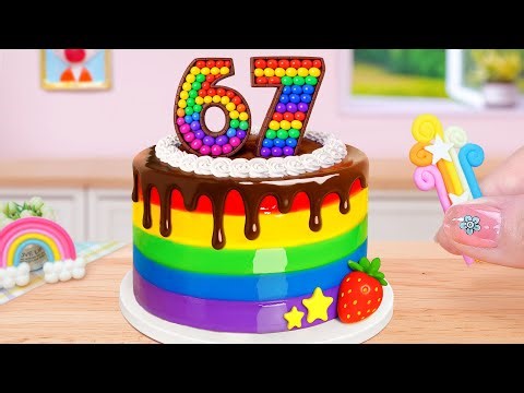 Rainbow Cake Vs 67 Jelly 6️⃣7️⃣Amazing Miniature Number Jelly Decorating🍰Mini Cakes