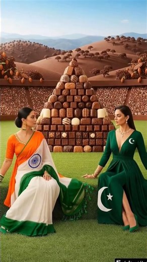 🍫🇮🇳 India vs Pakistan Chocolate Eating Challenge! IndiaVsPakistan #FunnyStory #choclate #ai