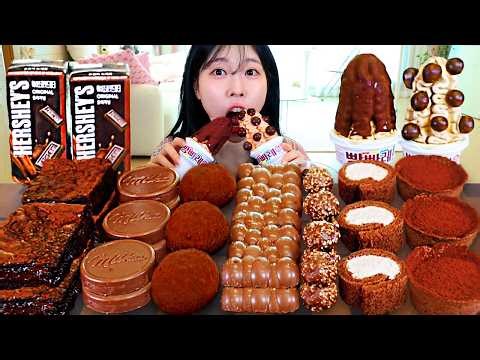 ASMR MUKBANG| 초콜릿 디저트 초코 아이스크림 브라우니 케이크 먹방 & 레시피 CHOCOLATE DESSERT ICE CREAM EATING