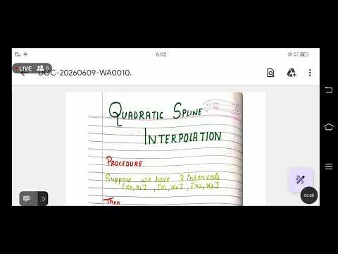 Quadratic Spline Interpolation | Numerical Methods Tutorial with Solved Example | Live Class