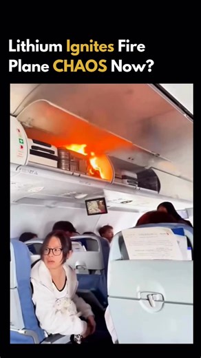 Artificially Influenced | AI on Instagram: "Here’s how most dangerous life moments look high in the sky when a passenger’s lithium battery luggage suddenly ignites. FAA reports lithium incidents on planes spiked 16 percent to 89 in 2024 averaging two weekly fires through mid-2025 endangering thousands at cruising altitude. Passengers gasp as flames erupt from overhead bins triggering oxygen masks and emergency protocols while crew battles with foam extinguishers. Statistics show flyers carry fou