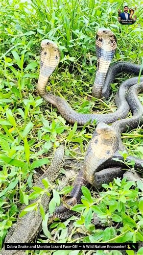 Cobra Snake and Monitor Lizard Face-Off — A Wild Nature Encounter! 🐍🦎 #snake #wildlifeentertainment