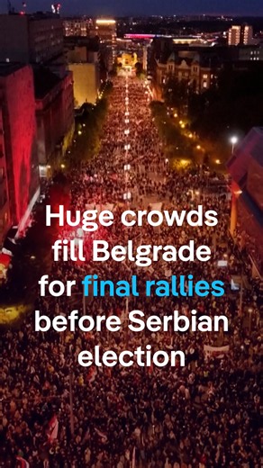 Three days before Serbia's elections, Belgrade played host to competing rallies. The right-wing populist Serbian Progressive Party is facing a challenge from an election ticket known as the