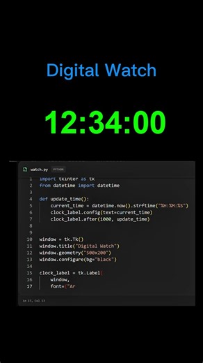 ⌚ Digital Watch Using Python | Real-Time Digital Clock