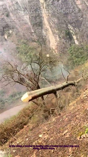 Dangerous Tree Felling on a Steep Slope (Safety Warning!)