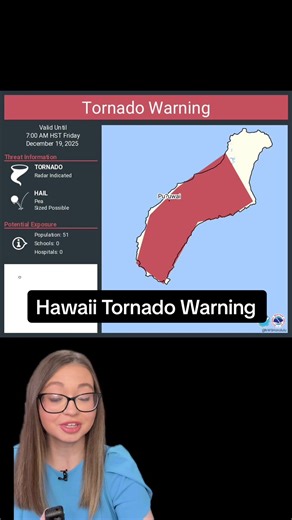 The 6TH Tornado Warning in Hawaii was issued earlier today. This became the first warning for the state in 2025 and the first tornado warning since January 2024, nearly two years ago! 🌪️ #tornado #tornadowarning #hawaii #hawaiitiktok #warning