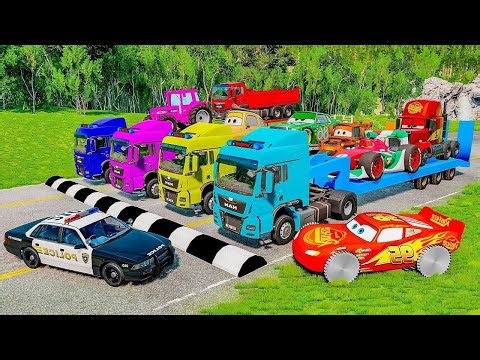 Flatbed Truck McQueen Transport FAILS! 🚚💥 Pothole vs Car LIVE | BeamNG Drive Madness