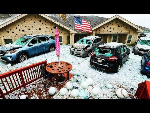 Baseball-Sized Hail Strikes Springfield, Missouri !⚾ Giant Hail Shatters Cars | Massive Destruction