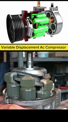How Variable Displacement AC Compressor Works ❄️🚗 #shorts