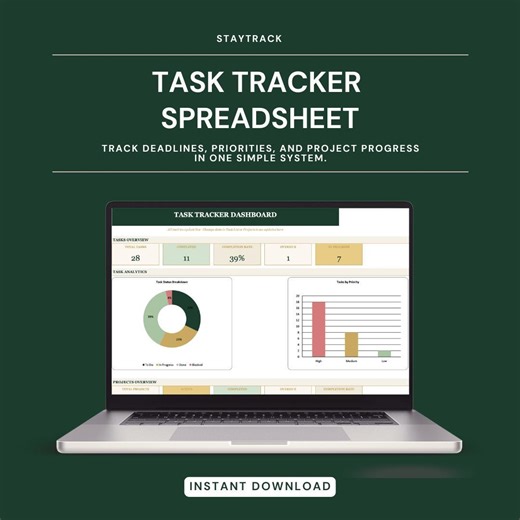 Task Tracker Spreadsheet | Project Management to Do List Template With Dashboard, Status & Priority | Excel + Google Sheets - Etsy