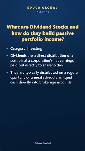 What are Dividend Stocks and how do they build passive portfolio income? 📊 #shorts