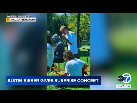 Justin Bieber performs impromptu mini-concert at MacArthur Park