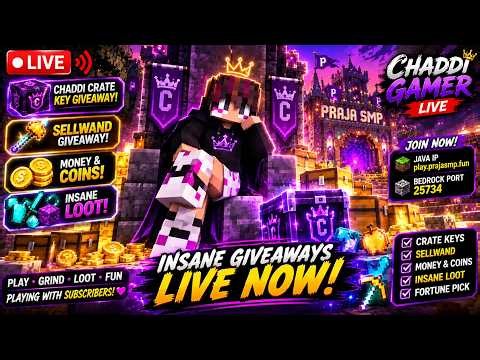 🔴 CHADDI CRATE KEY GIVEAWAY! 🎁 | INSANE LOOT 😱 | SellWand, Money & Coins 💰 | Praja SMP LIVE