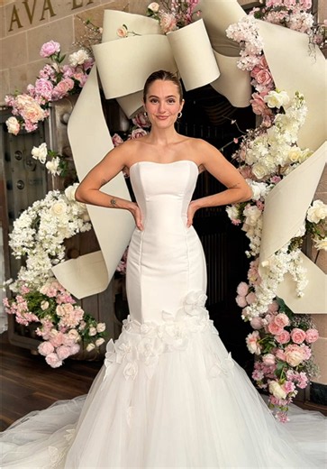 Azurae fit and flare wedding dress with floral detail