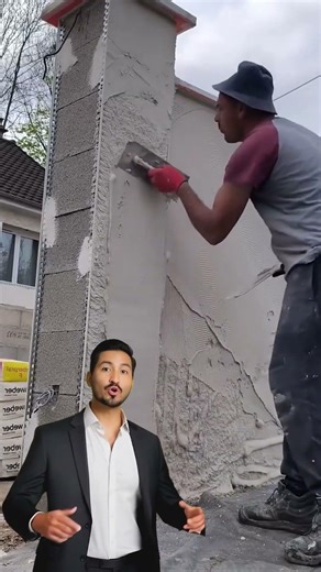 🛠️🧱 Aplicación rápida de estuco exterior con revocadora 🎨 #shorts #viralshorts