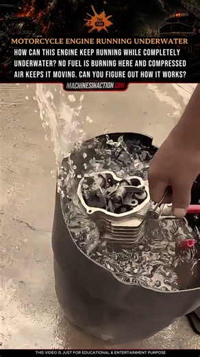 Motorcycle Engine Running Underwater