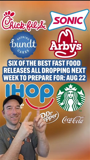 This is gonna be one of the BEST weeks of fast food drops all year and I've got you covered on everything arriving on Monday! We've got the long awaited Chick-fil-A Chicken & Waffles and S'mores menu going nationwide while IHOP is bringing Pumpkin Spice goodness with new pancake tacos that look unreal. Arby's is bringing steak nuggets back along with new Shirley Temple drinks and Nothing Bundt Cakes has their take on the cosmic brownie with a Galactic Brownie Cake! Sonic is celebrating Hotumn wi