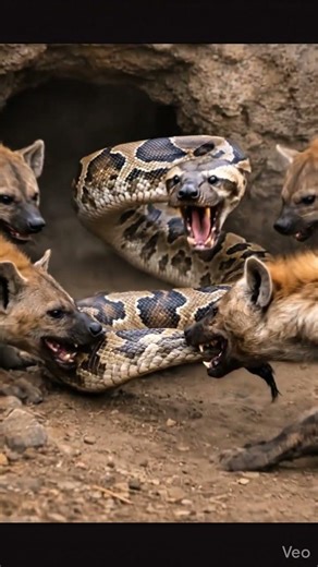 Hyenas vs Giant Python 😱 Brutal Survival Battle!